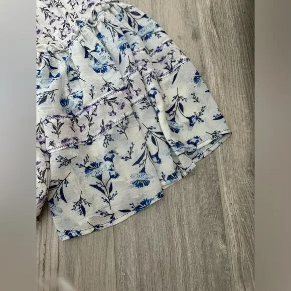 Free People Rose Valley White Floral Off Shoulder Crop Blouse Top- Size Medium - Picture 4 of 9